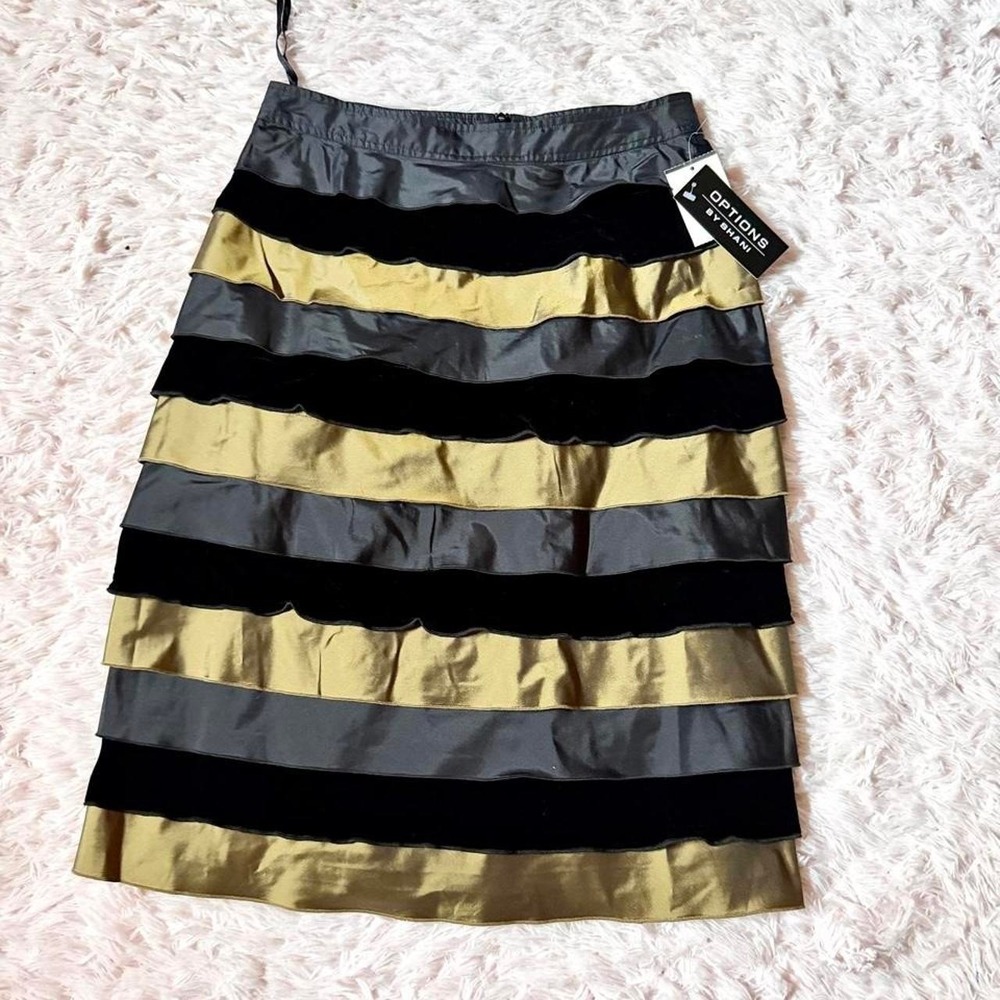 100% Silk Ruffle Secretary Office Professional Skirt Womens 8 Goddess Mature